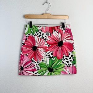 City Silk Red & Green Floral Mixed Print Skirt Sz 4